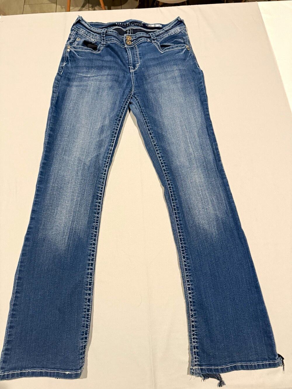 WallFlower Luscious Curvy Bootcut Jeans Juniors 11 Blue Stretch